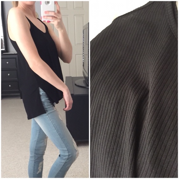 ⭐️LAST ITEM▫Black Two-Way Strappy Ribbed Tank - Picture 5 of 5