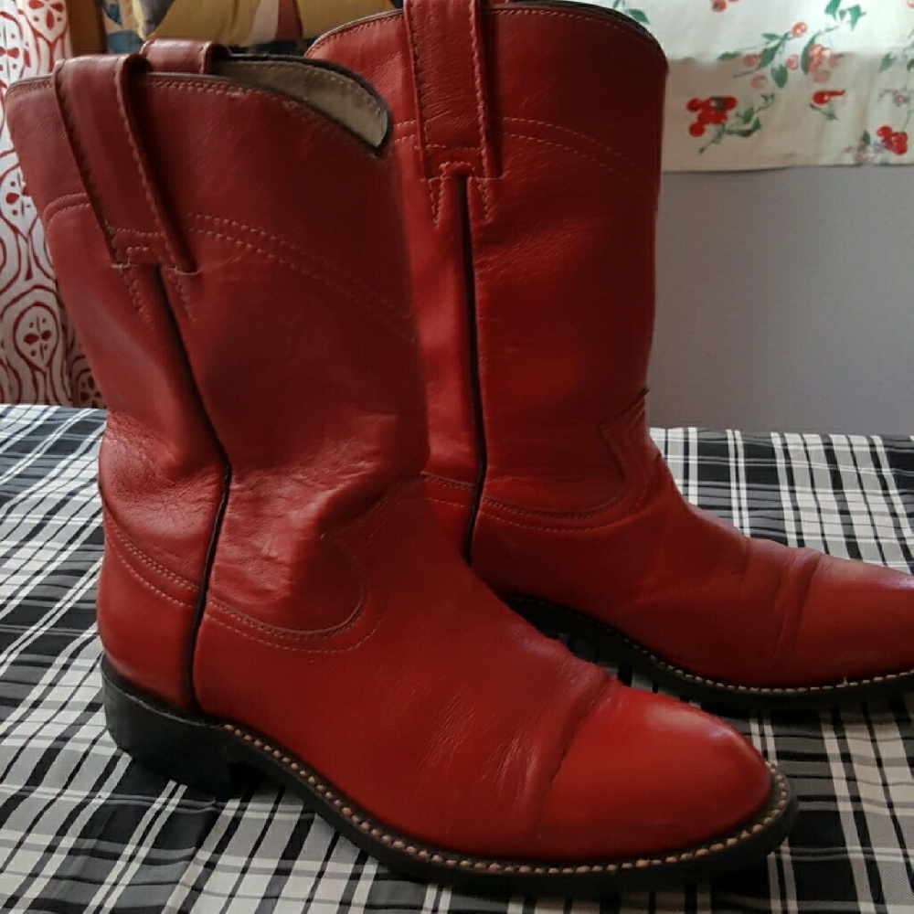 Red leather Cowboy Boots