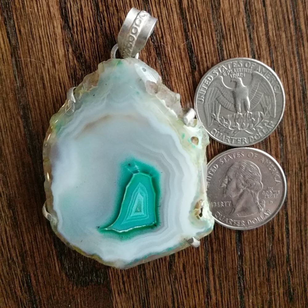 Drusy, druzy slice pendent