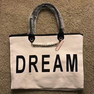 Victoria's Secret canvas tan tote NWT