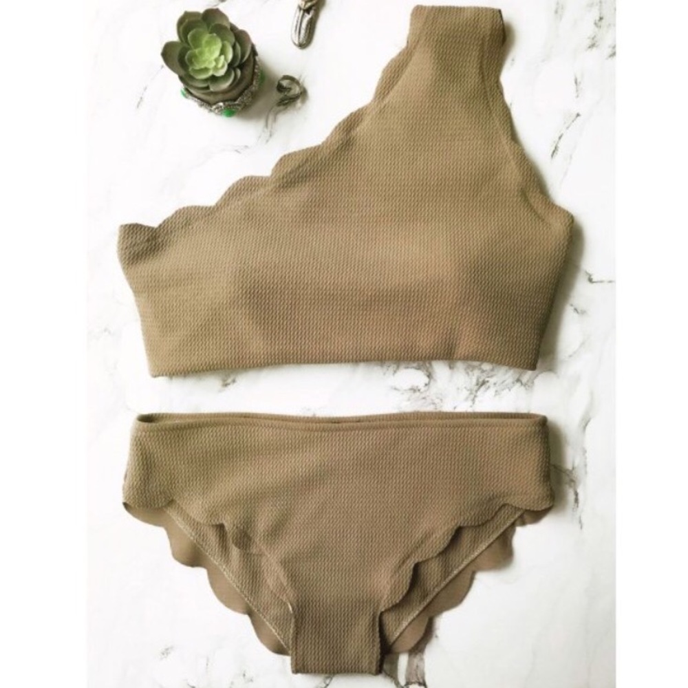 One shoulder wireless Bikini (Olive Green)