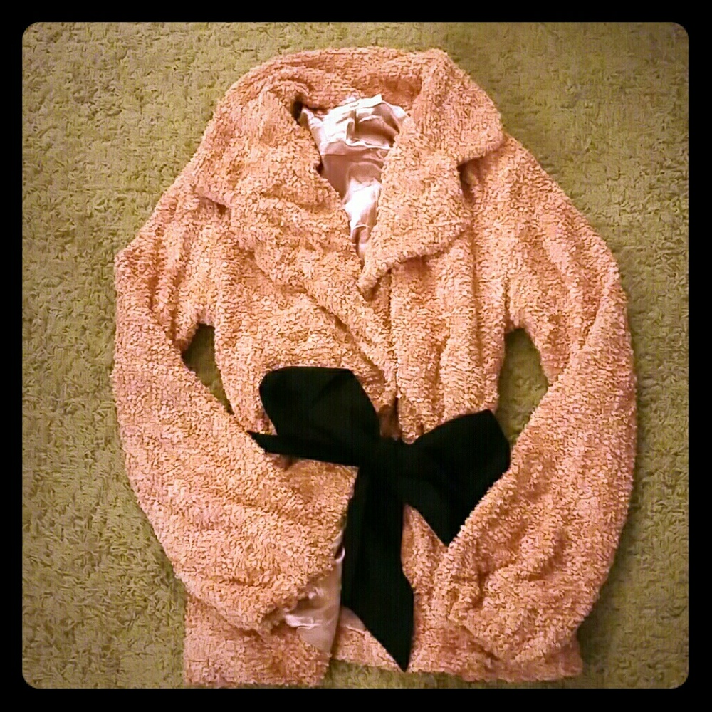Baby pink shag coat