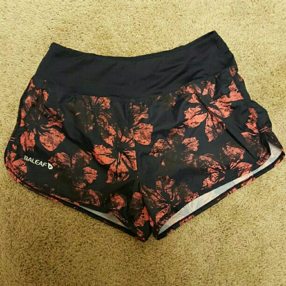 Navy and pink running shorts