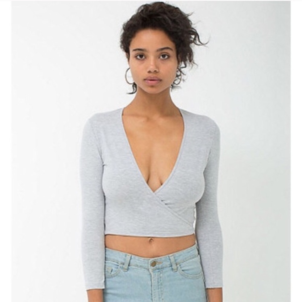 American apparel grey wrap top