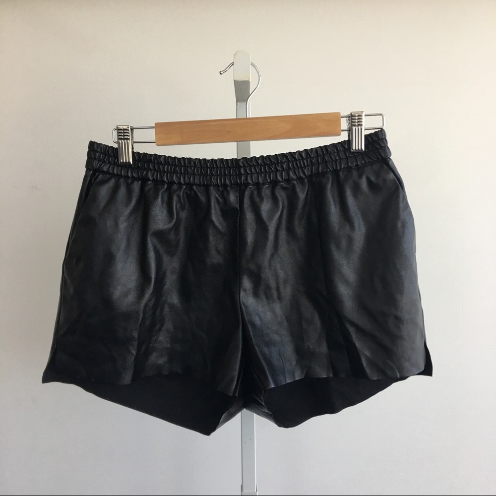 Pleather jogger shorts