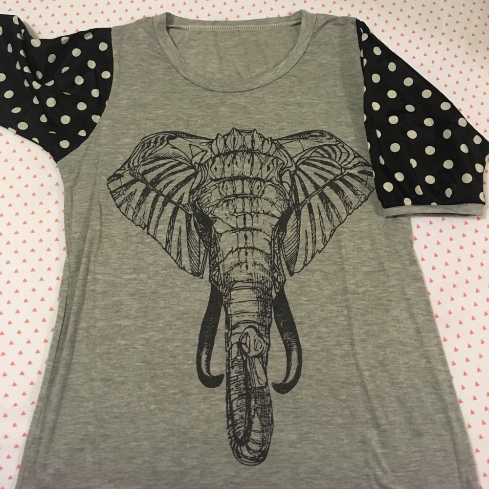 Elephant shirt with amazing polka dot sleeves