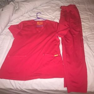 Red scrub set