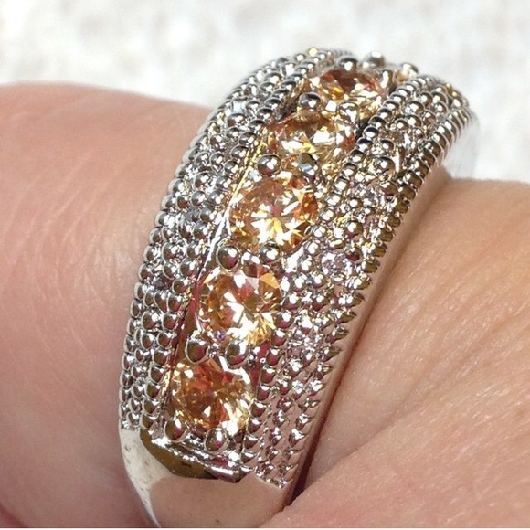 NWT! Golden Morganite + White Topaz .925 Ring +🎁 - Picture 2 of 8