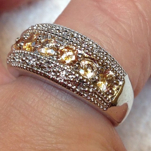 NWT! Golden Morganite + White Topaz .925 Ring +🎁 - Picture 4 of 8