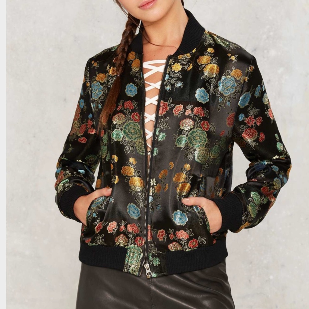 Nasty Gal In Season Jacquard Bomber Jacket