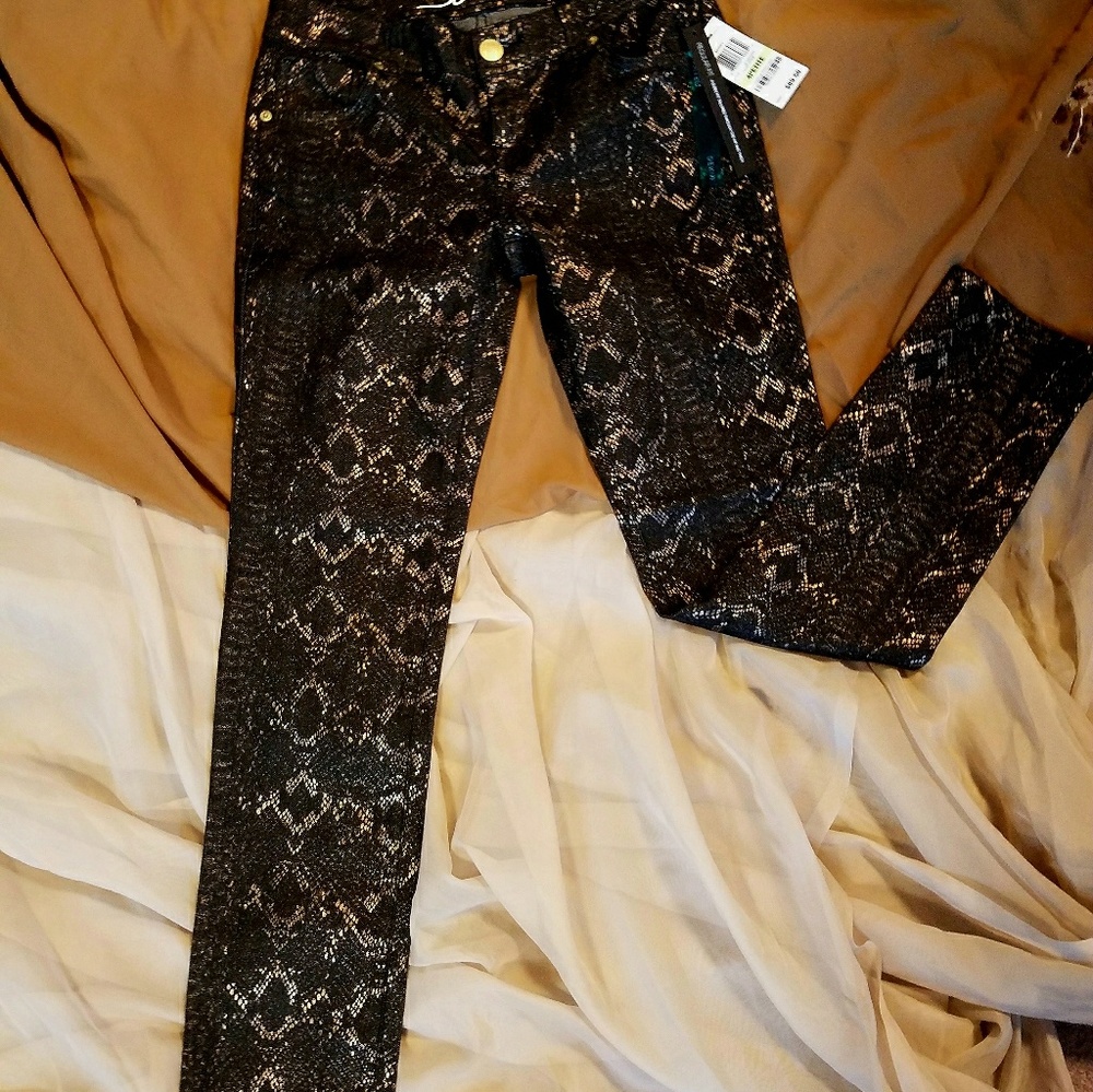 I N C. Foiled snake print denim