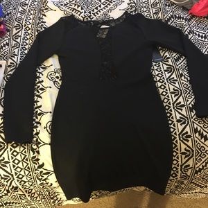 Black Long Sleeve Lace Back Dress
