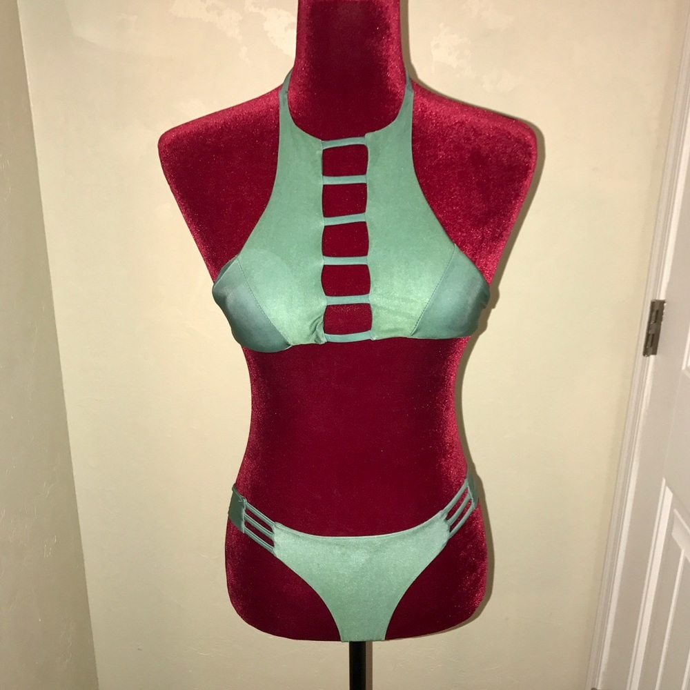 Never been worn olive halter bikini
