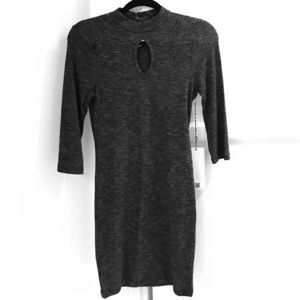 Long sleeve mini dress with keyhole ring