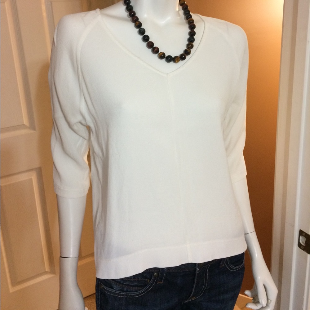 Topshop White V Neck Top w/Back Zipper