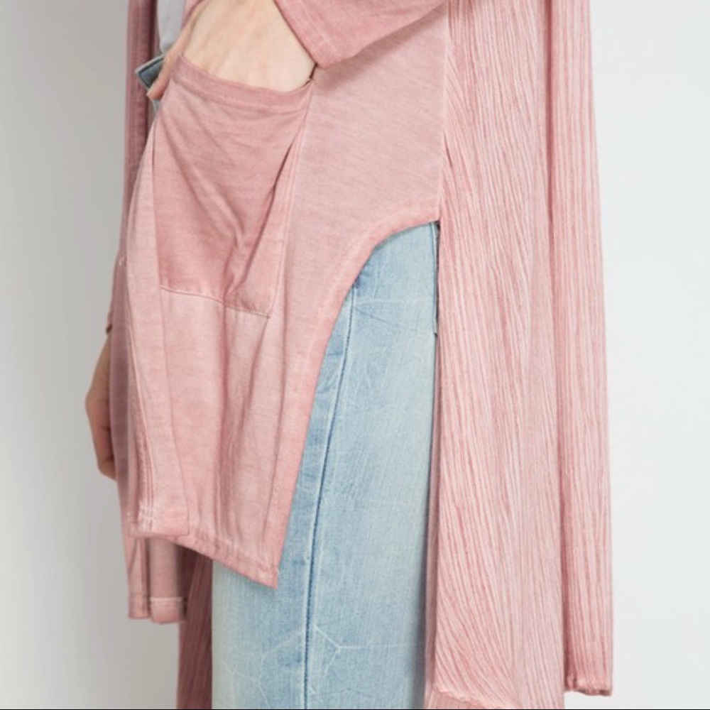 LAST 2 Dusty Mauve Long Cardigan - Picture 3 of 3