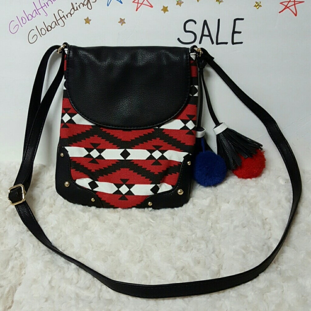 LD Crossbody Bag in Faux Leather &Canvas