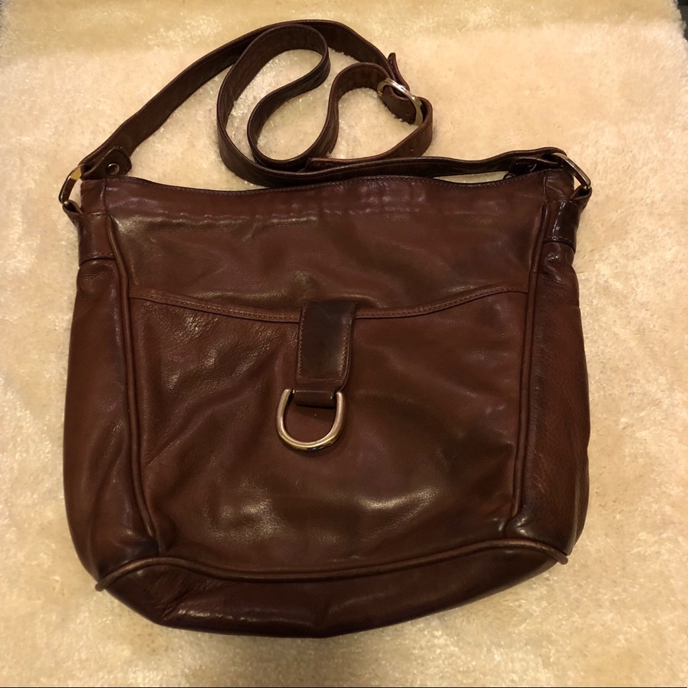 Vintage Brown Leather Land's End Crossbody Bag