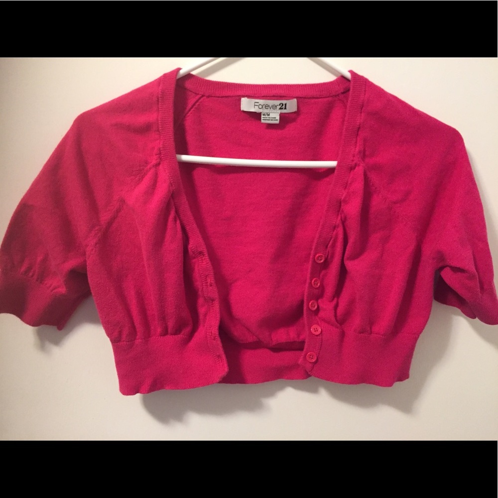 Bright pink cardigan