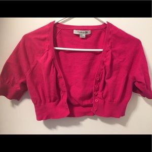 Bright pink cardigan