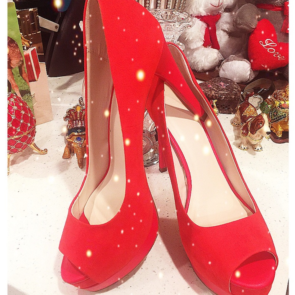 ❤️🔥❤️Zara Genuine Suede Hot Red Pumps❤️🔥❤️