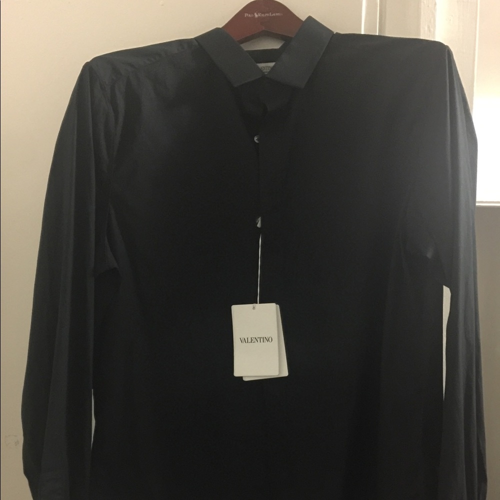 Valentino Solid Long Sleeve Shirt- White