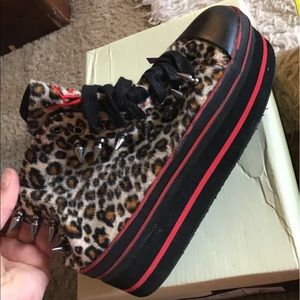 Platform red and black / silvered spiked shoes