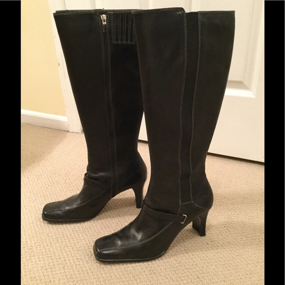 Anne Klein Tall Black Leather Boots