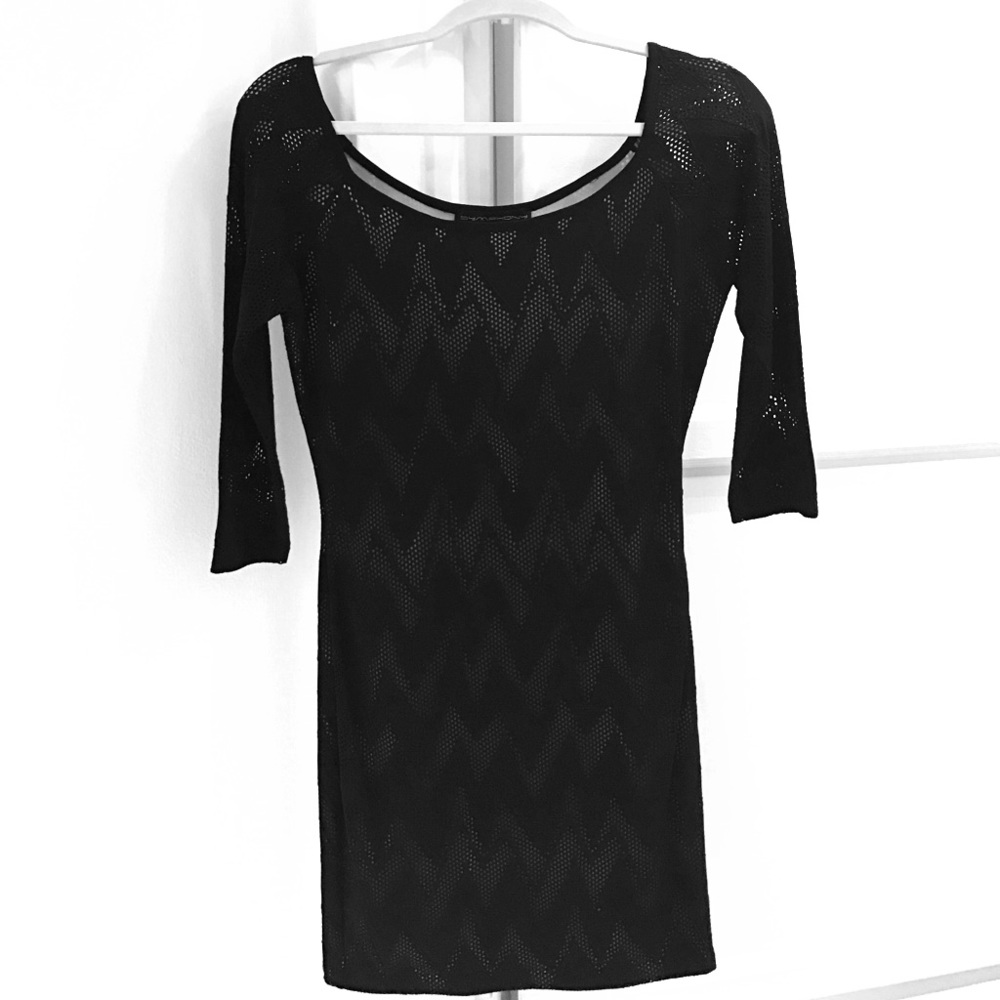 Quarter sleeve jersey mini dress