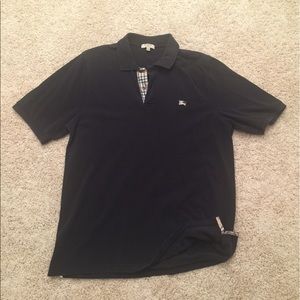 Men's Burberry Short Sleeve Polo Shirt Black XL