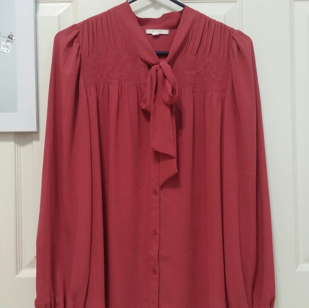 DLEIONE tie neck chiffon blouse WORN ONCE