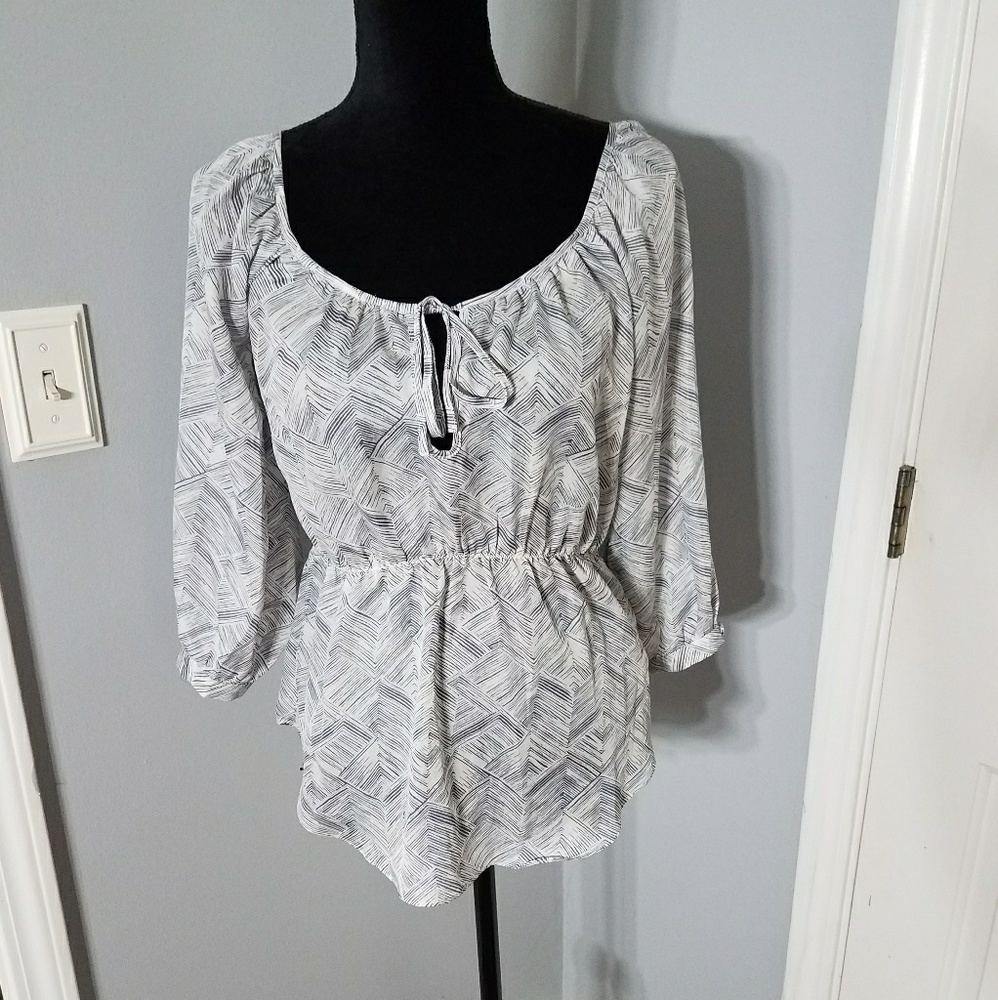 Sheer blouse with stripped pattern