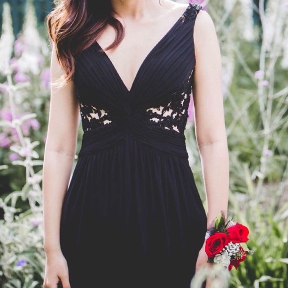 Sherri Hill Black V-Neck Prom Dress - Picture 2 of 7