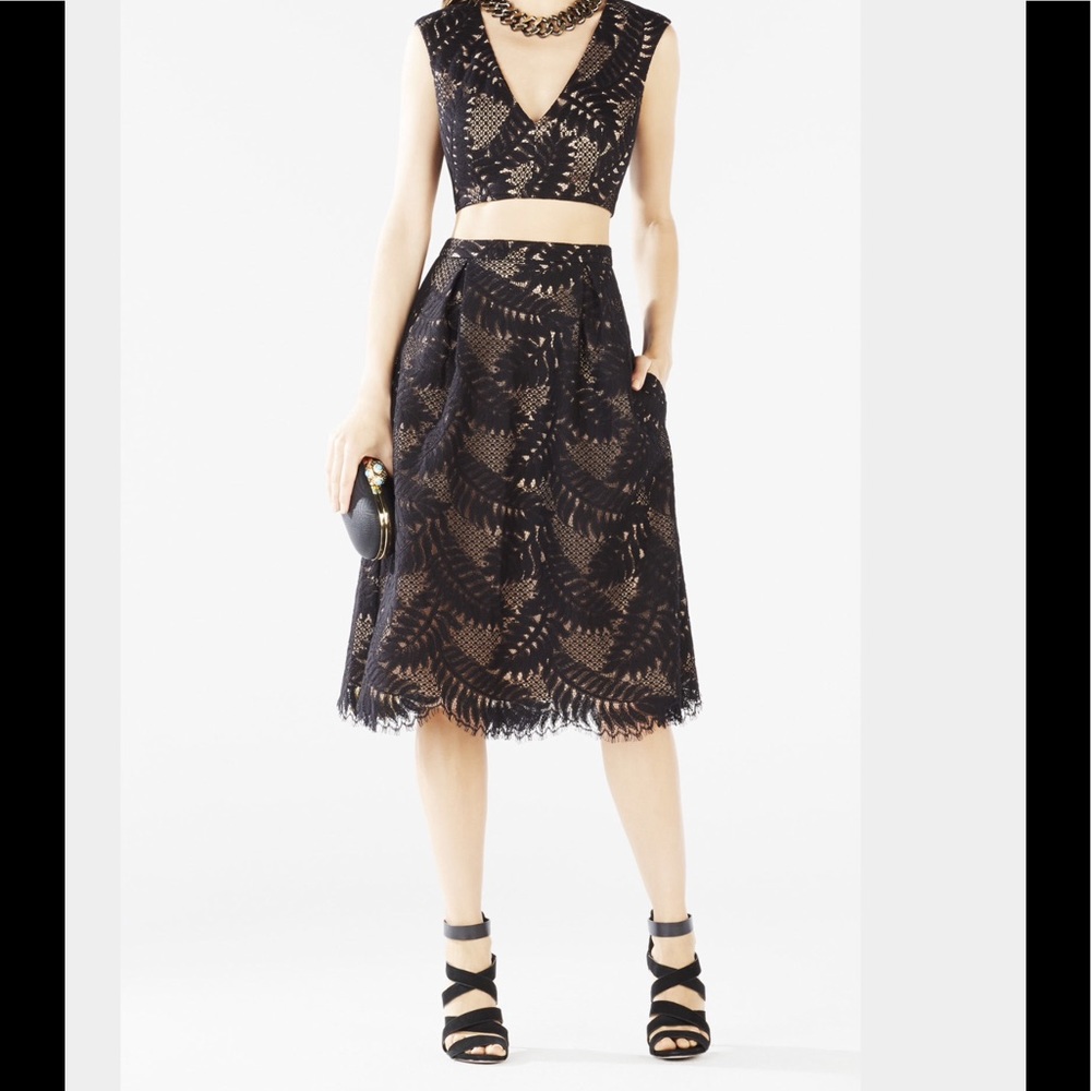 BCBGMAXAZRIA Tyrah Lace Cutout Two-Piece Dress NEW