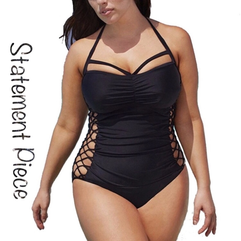 Plus Size Monokini Bandage Swim Suit