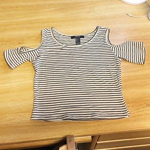 Forever 21 Open Shoulder Striped Top