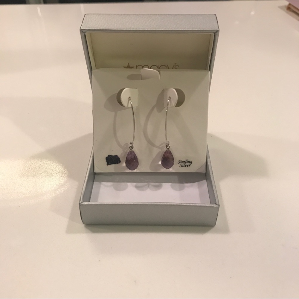 Sterling silver and Amethyst drop earrings