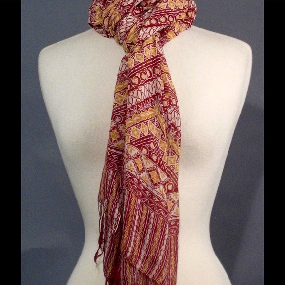 Silk crepe scarf eye dazzler red, yellow, white - Picture 4 of 4