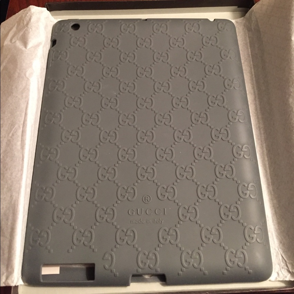 Gucci authentic grey rubber IPad cover. New in box