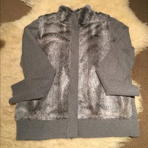Chicos. Silver/Gray Plush Sweater