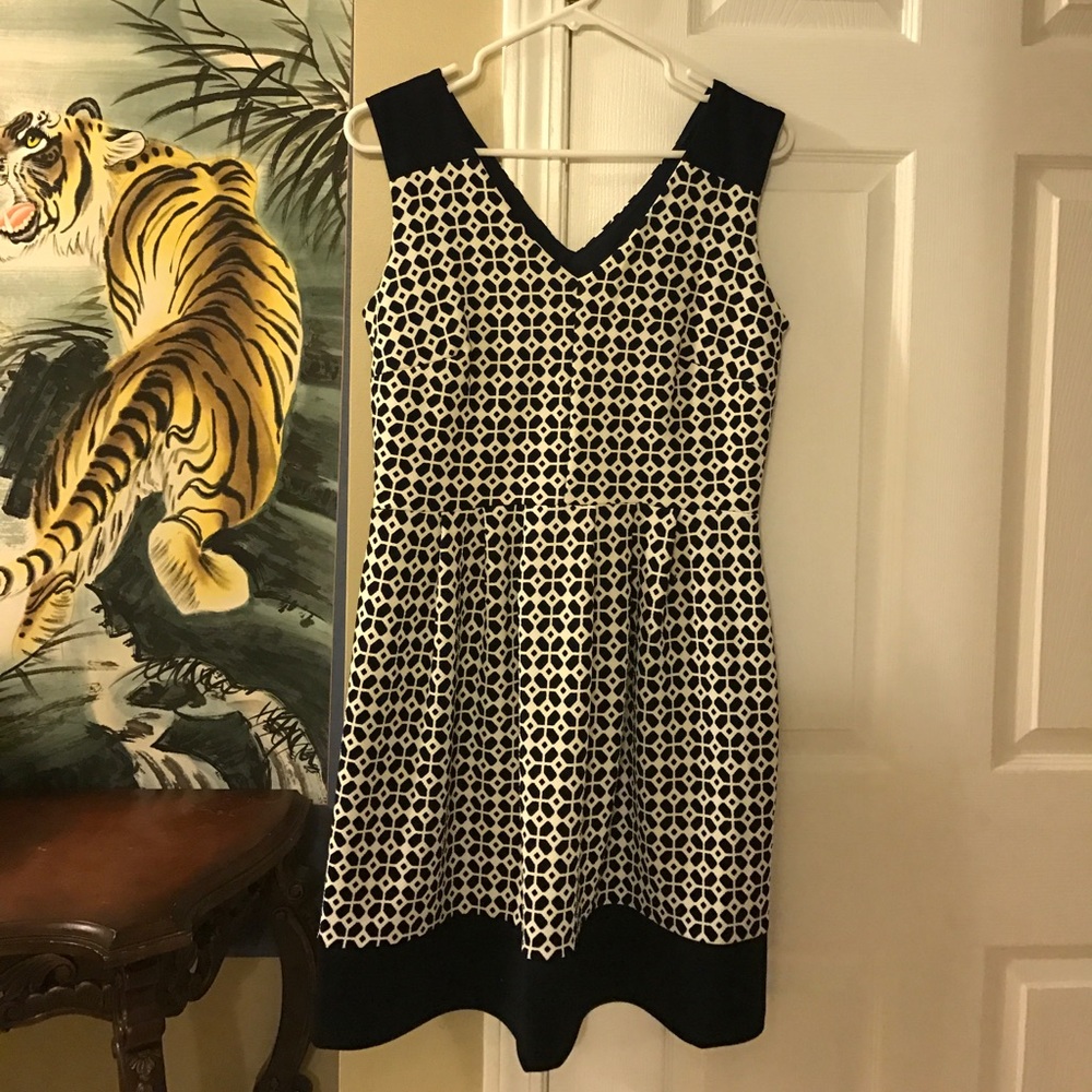 Geometric fit and flare dress