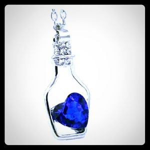 Blue Crystal Heart Message in a bottle