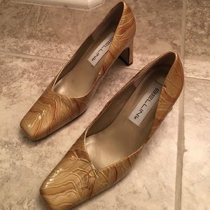 Gold Reptile-Like Print Heels