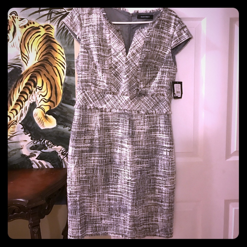 Ellen Tracy grey and white dress