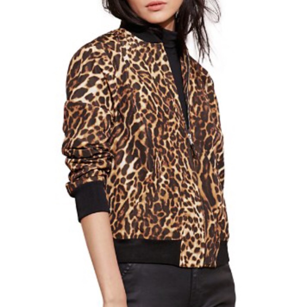 Leopard print bomber jacket