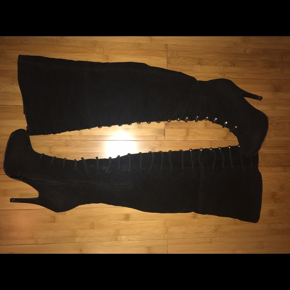Over the knee military style boot. All black