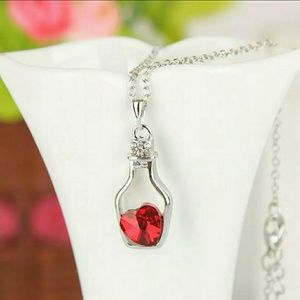Red Heart Message in a bottle Necklace