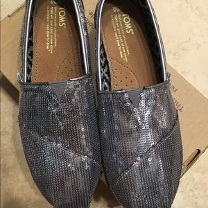toms shoes silver glitter