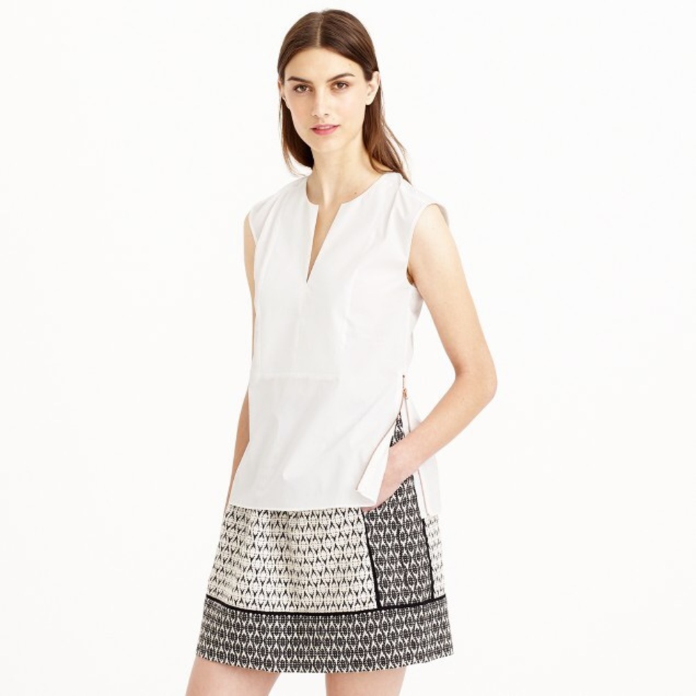 J. Crew white sleeveless blouse w zipper sides