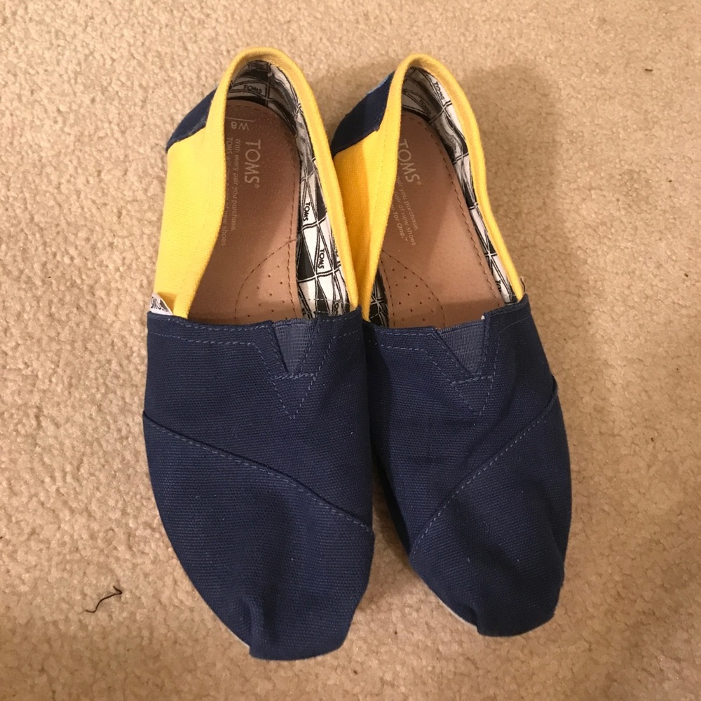 Blue and yellow TOMS